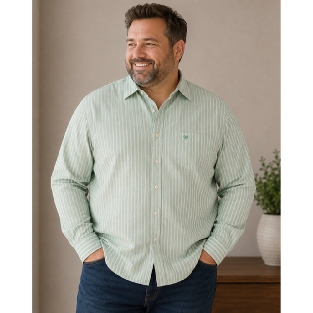 This IZOD Varsity Oxford button-down shirt features a white and green striped pa
